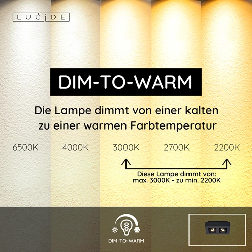 Lucide XIRAX - Deckenstrahler - LED Dim to warm - GU10 - 2x5W 2200K/3000K - Schwarz - USP